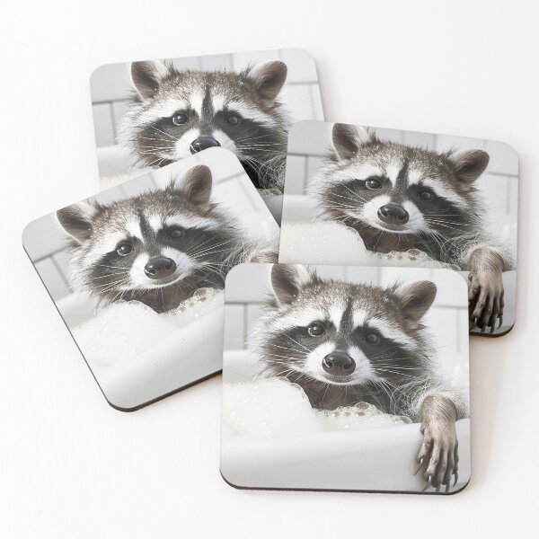 Item preview, Raccoon Taking a Bath, Cute Bathroom Decor designed and sold by CheekyAnimalz.