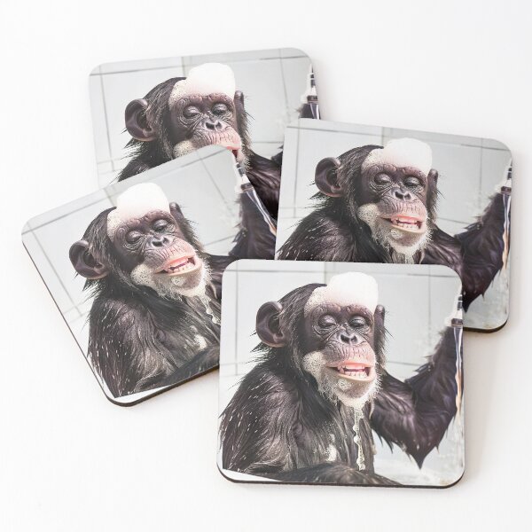 Item preview, Chimpanzee Ape Taking a Bath, Cute Bathroom Decor designed and sold by CheekyAnimalz.