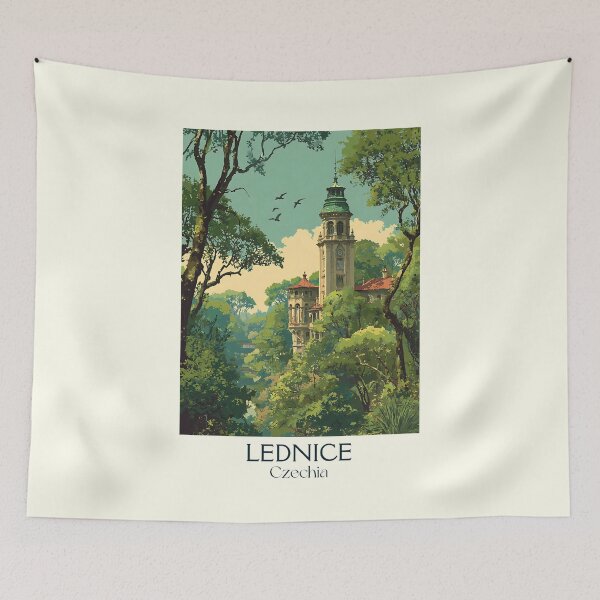 Item preview, Lednice Czech Republic Vintage Travel Poster - UNESCO Chateau Gardens designed and sold by TuncGK.