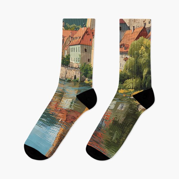 Item preview, Moravský Krumlov Czech Republic Vintage Travel Poster - Rokytná River Town designed and sold by TuncGK.