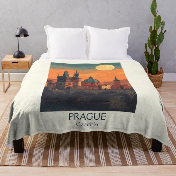 Item preview, Prague Czech Republic Vintage Travel Poster - Golden City of Bridges designed and sold by TuncGK.