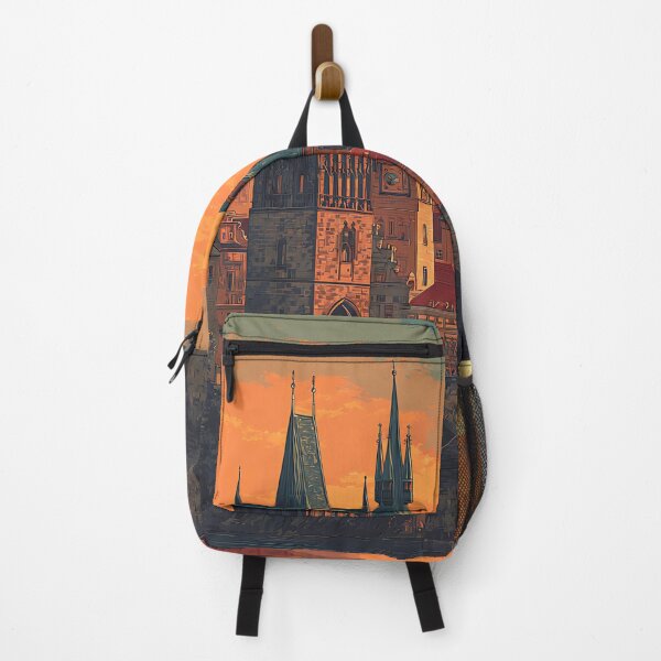 Item preview, Prague Czech Republic Vintage Travel Poster - Golden City of Bridges designed and sold by TuncGK.