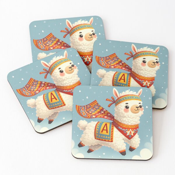Item preview, High-Flying Superhero Llama - Scandinavian Folk Art by heidiannemorris © designed and sold by FOLK ART FUSION by heidiannemorris.