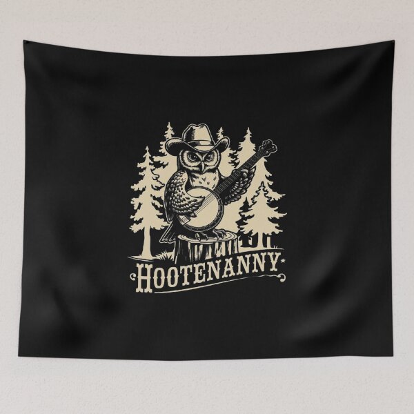 Item preview, Banjo Playing Owl Hootenanny Folk Music Design designed and sold by love3617.