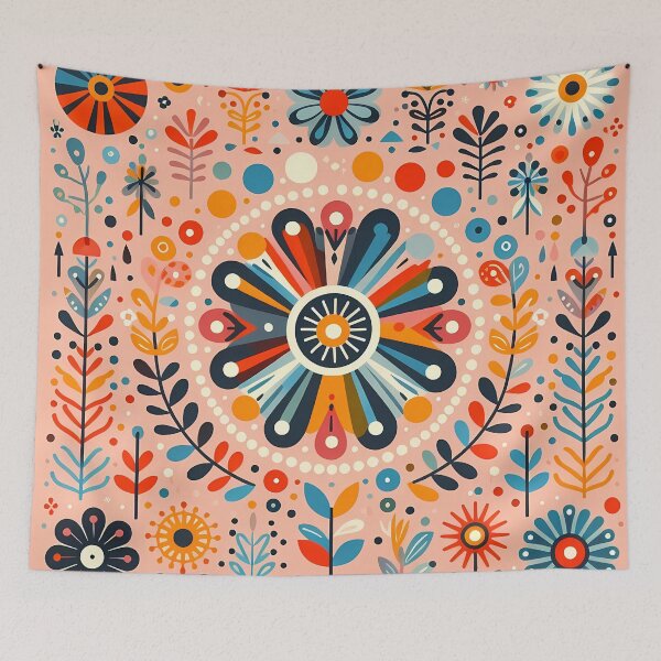 Item preview, Central Folk Flower Medallion - Scandinavian Folk Art by heidiannemorris © designed and sold by FOLK ART FUSION.