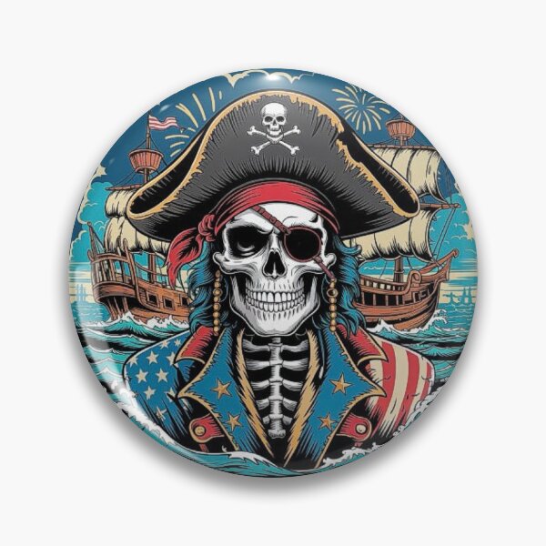 Item preview, American Flag Pirate Skeleton Nautical Art designed and sold by love3617.