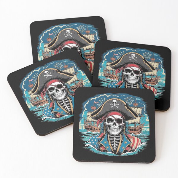Item preview, American Flag Pirate Skeleton Nautical Art designed and sold by love3617.