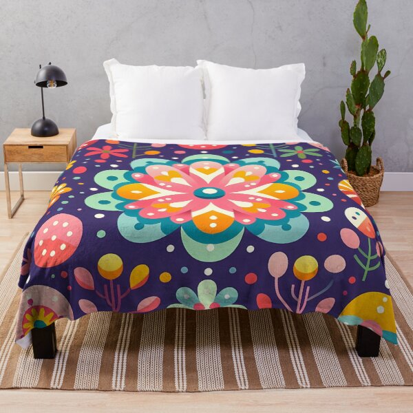 Item preview, Midnight Purple Folk Bloom Tapestry - Scandinavian Folk Art by heidiannemorris © designed and sold by FOLK ART FUSION by heidiannemorris.