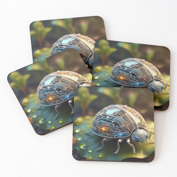 Item preview, Cyber Ladybug Art – Futuristic Circuit Bug Nature Print designed and sold by Esterlane.
