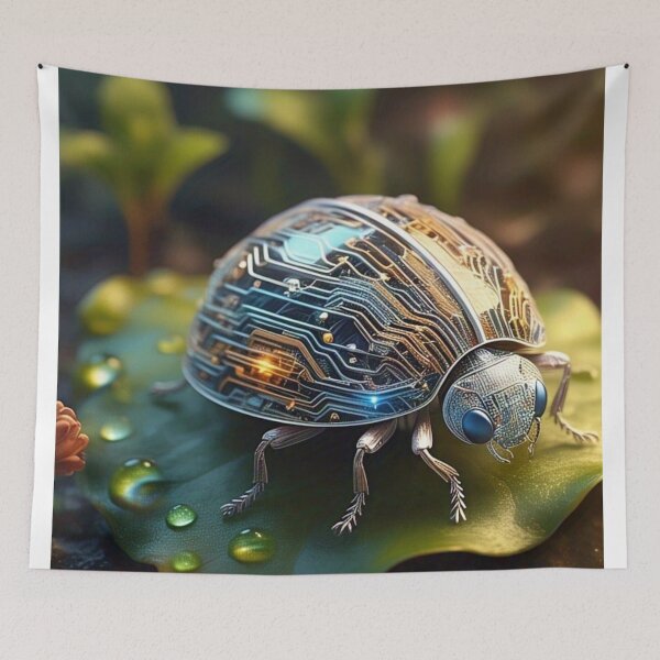 Item preview, Cyber Ladybug Art – Futuristic Circuit Bug Nature Print designed and sold by Esterlane.