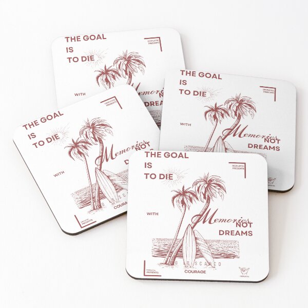 Item preview, SUMMER PALM TREES  BEACH AND SURFING BOARD VINTAGE BROWN DESIGN-THE GOAL IS TO DIE WITH MEMORIES NOT DREAMS  designed and sold by deeplistic.