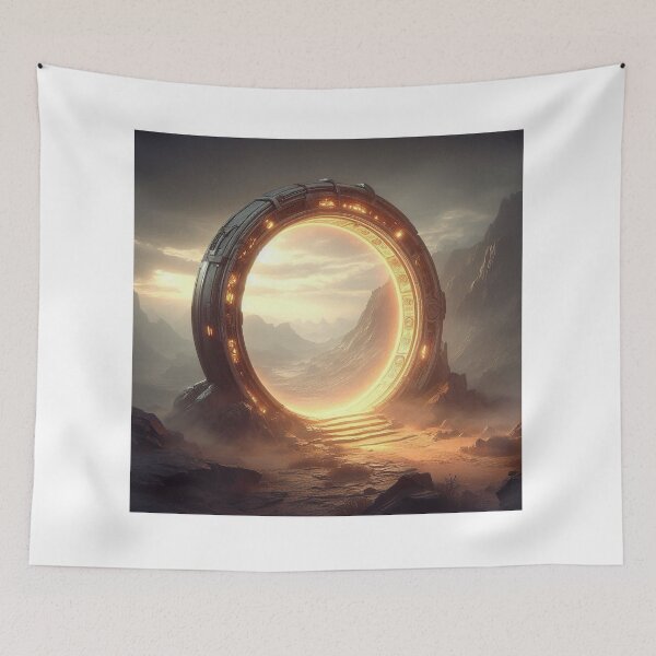 Item preview, Glowing Half-Open Portal – Empty Gateway Fantasy Sci-Fi Art designed and sold by ashokreddy343.