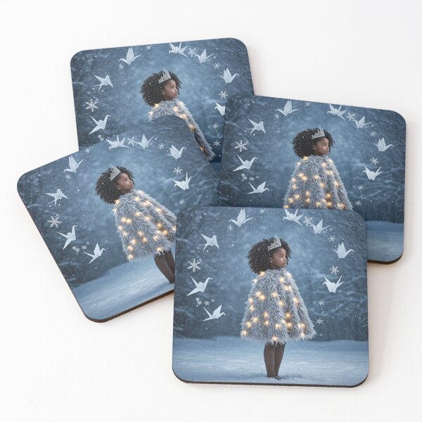 Item preview, Elegant Black Girl in a Snowy Dreamscape with Origami Birds designed and sold by Afrobood.