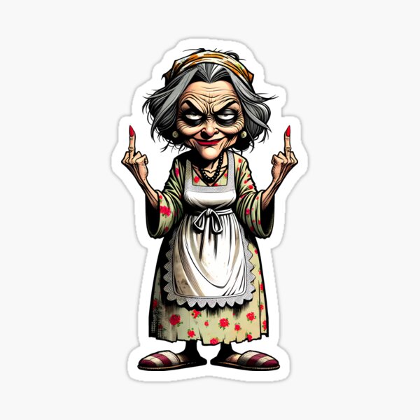 Item preview, old lady giving the finger designed and sold by HolaJosephina.
