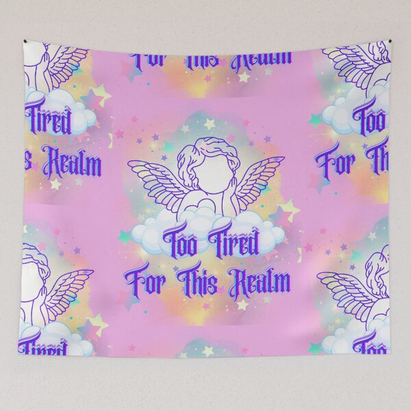 Item preview, Too Tired For This Realm – Pastel Angelcore Aesthetic Tee designed and sold by Tookiester.