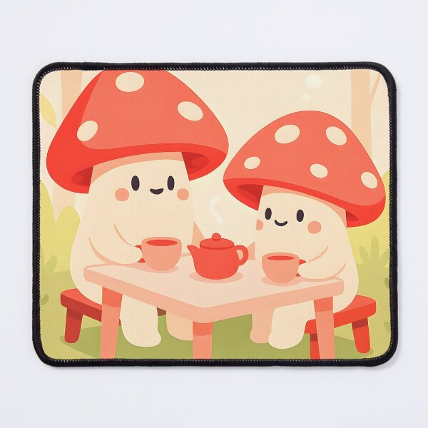 Item preview, Mushroom Tea Talk – Two Cute Funghi Chatting in the Woods with Telepathy Quote designed and sold by EmeraldeaArt.