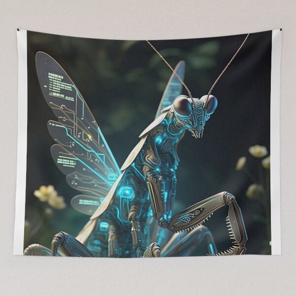 Item preview, Cyber Praying Mantis Art – Futuristic Robotic Insect Print designed and sold by Esterlane.