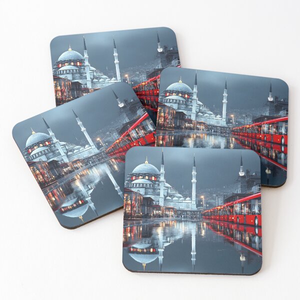Item preview, Red Bus Reflections Near Historic Mosque in Istanbul designed and sold by Artessie.