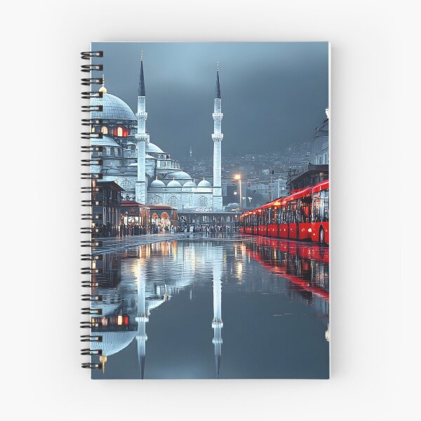 Artikelvorschau, Reflexionen des roten Busses in der Nähe der historischen Moschee in Istanbul entworfen und verkauft von Artessie.