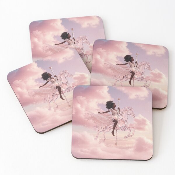 Item preview, Black Girl on a Crystal Carousel Horse in the Clouds designed and sold by Afrobood.