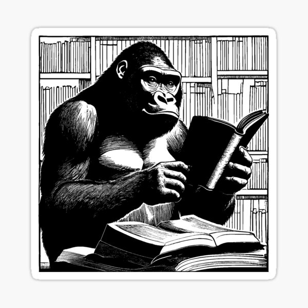 Gorilla reading Sticker