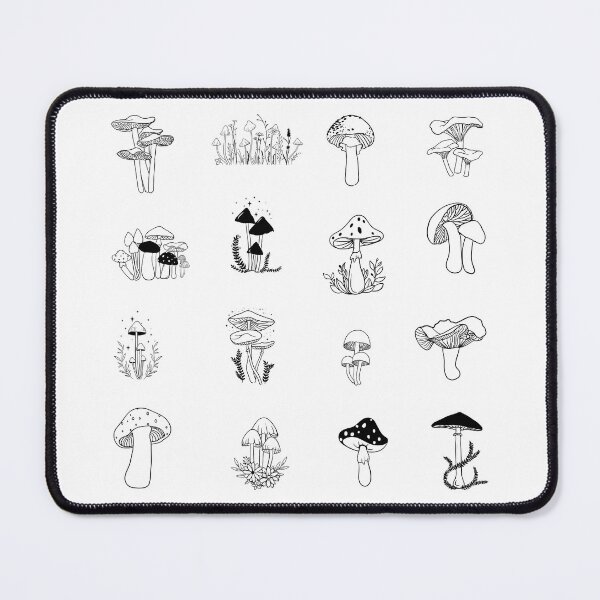 Item preview, Mushroom Set – 16 Black Line Art Funghi Species for Journals and Stationery designed and sold by EmeraldeaArt.