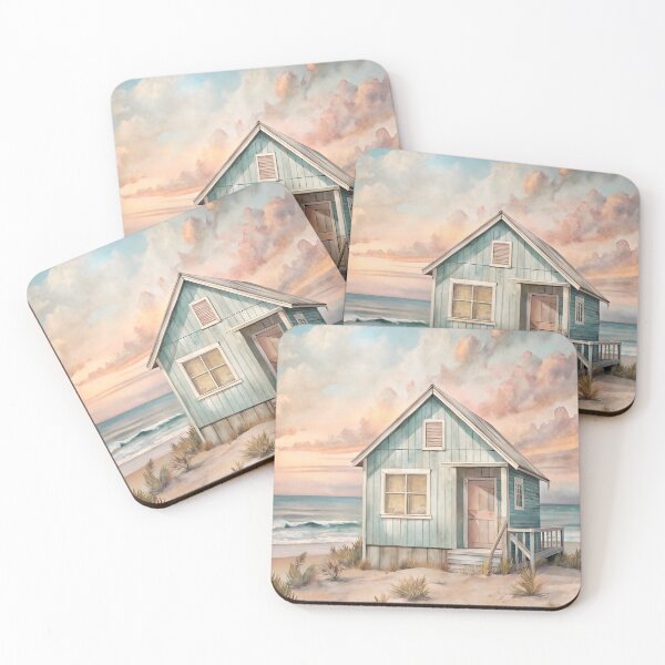 Item preview, Cozy Coastal Cottage Beach House Watercolor designed and sold by Travelslightly.