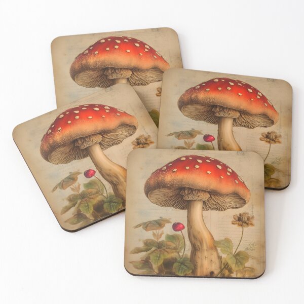 Item preview, Vintage Amanita Mushroom Illustration – Cottagecore Style on Aged Paper designed and sold by EmeraldeaArt.