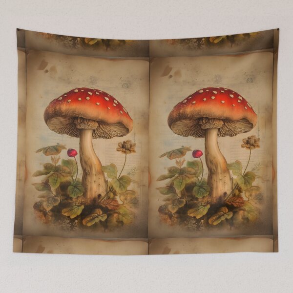 Item preview, Vintage Amanita Mushroom Illustration – Cottagecore Style on Aged Paper designed and sold by EmeraldeaArt.
