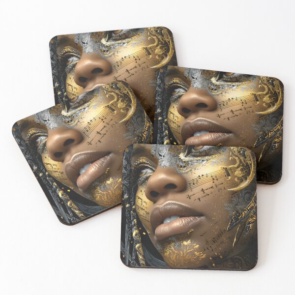Item preview, Golden Artistic Portrait with Musical Elements designed and sold by Artessie.