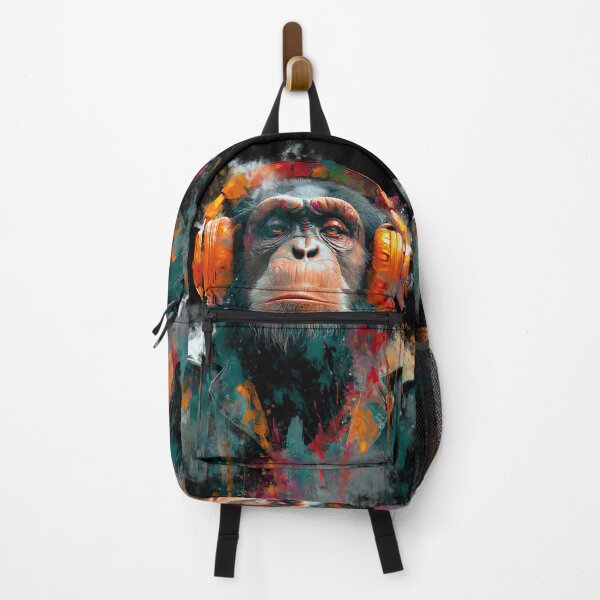 Item preview, DJ Monkey Business Ape With Orange Headphones designed and sold by GrinGalore.