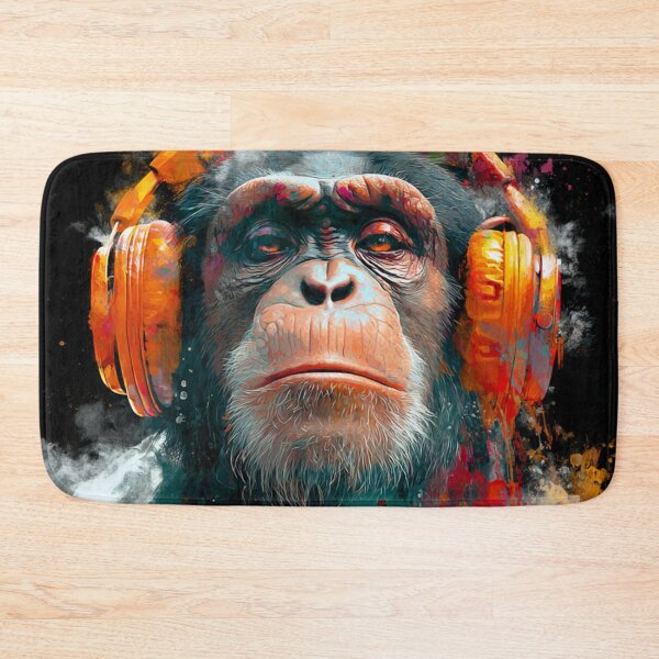 Item preview, DJ Monkey Business Ape With Orange Headphones designed and sold by GrinGalore.