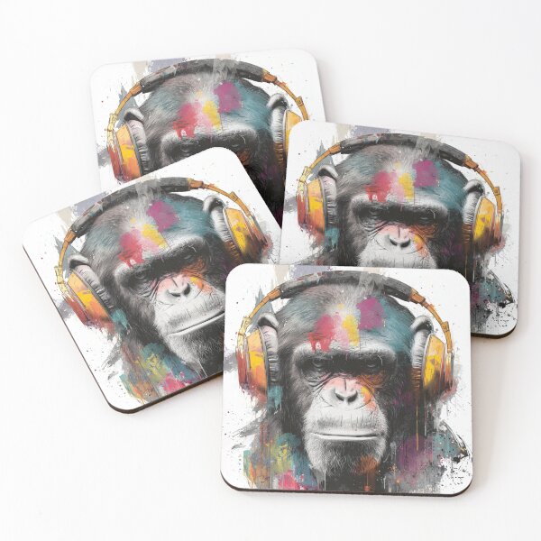Item preview, DJ Monkey Business Ape With Gold Headphones designed and sold by GrinGalore.