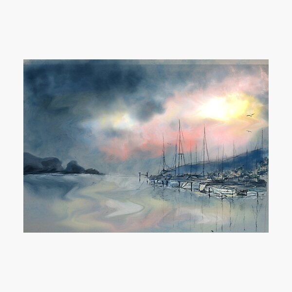 Item preview, Boats in the evening  designed and sold by PaintyCreator.
