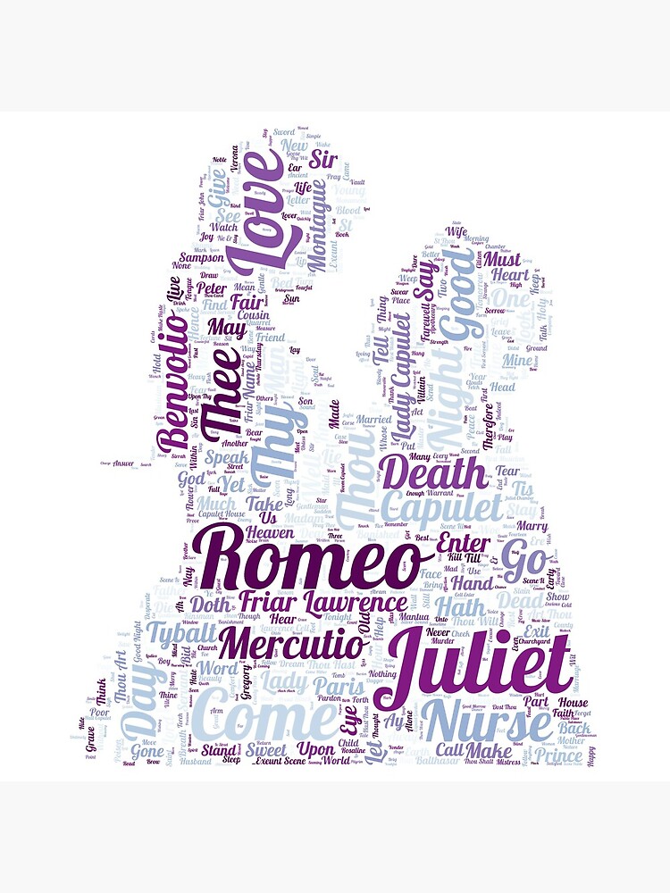 "Shakespeare's Romeo and Juliet Word Art" Acrylic Block by AmyOlsen