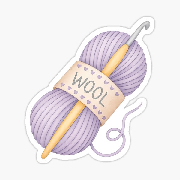 Item preview, Cute Lavender Yarn and Crochet Hook Illustration for Yarn Lovers designed and sold by Stitch & Thread Studio.