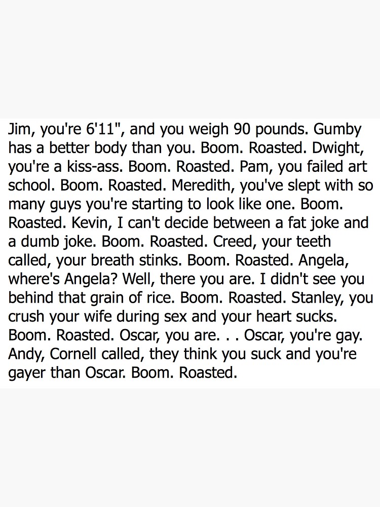 "Boom Roasted The Office" Sticker for Sale by tshemo Redbubble