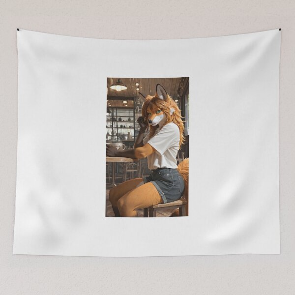 Item preview, Furry fox anthro cafe sticker designed and sold by penzone.