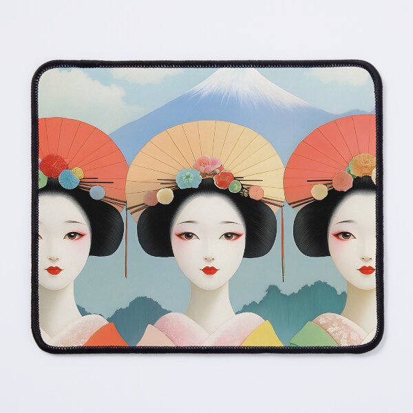 Item preview, Elegant Geishas Under Mount Fuji – Traditional Art designed and sold by Artessie.