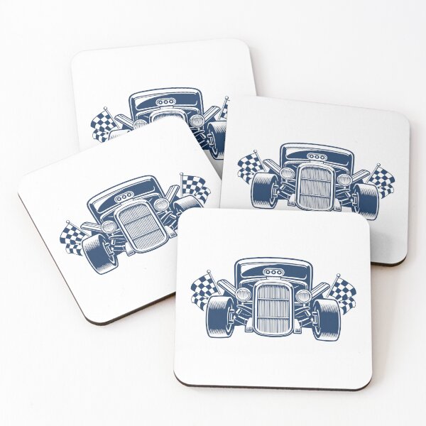 Item preview, Retro Hot Rod with Checkered Flags designed and sold by the-craft-shop.