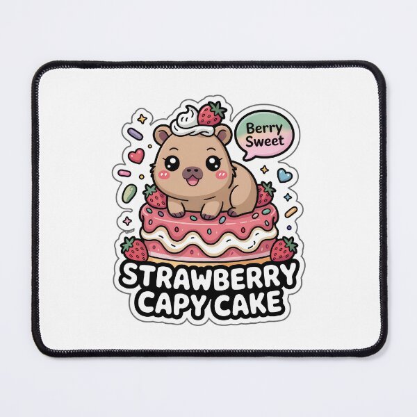 Item preview, Strawberry Capy Cake Sticker – Cute Chibi Capybara on Strawberry Shortcake | Kawaii Dessert Pun Art designed and sold by Nuist25.