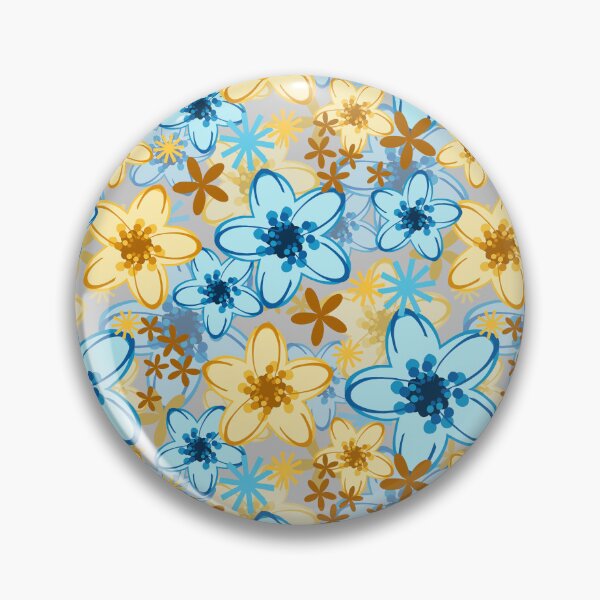 Item preview, Floral Fabric Pattern Blue Yellow Seamless Repeat designed and sold by Sharon Schwalbe.