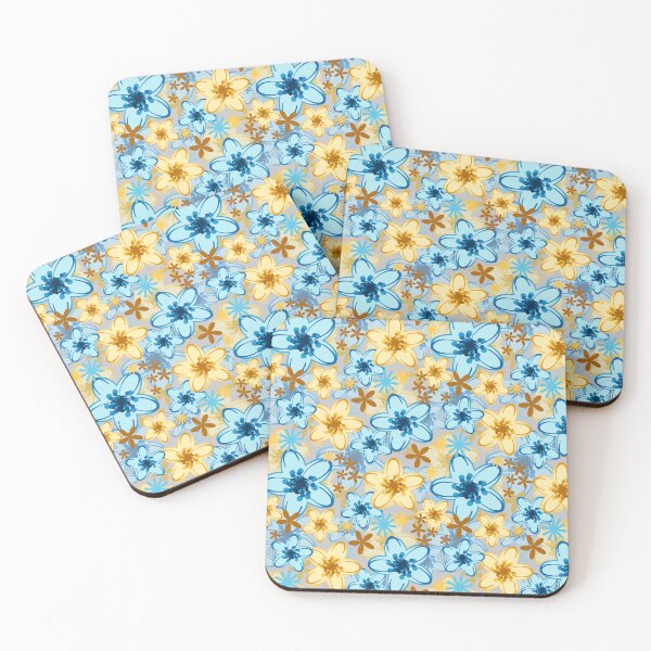 Item preview, Floral Fabric Pattern Blue Yellow Seamless Repeat designed and sold by Sharon Schwalbe.