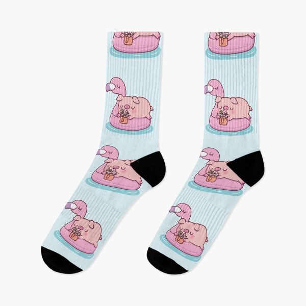 Item preview, Cute Pig Chilling On Pink Flamingo Pool Float designed and sold by rustydoodle.