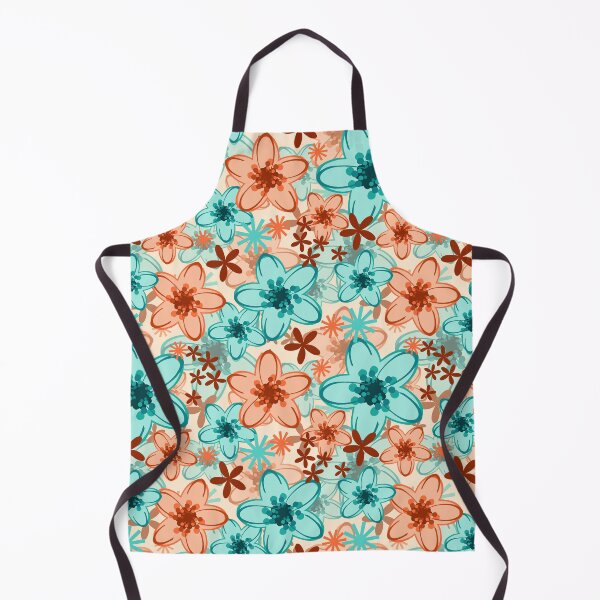 Item preview, Peach and Teal Floral Fabric Pattern Seamless Repeat designed and sold by Sharon Schwalbe.