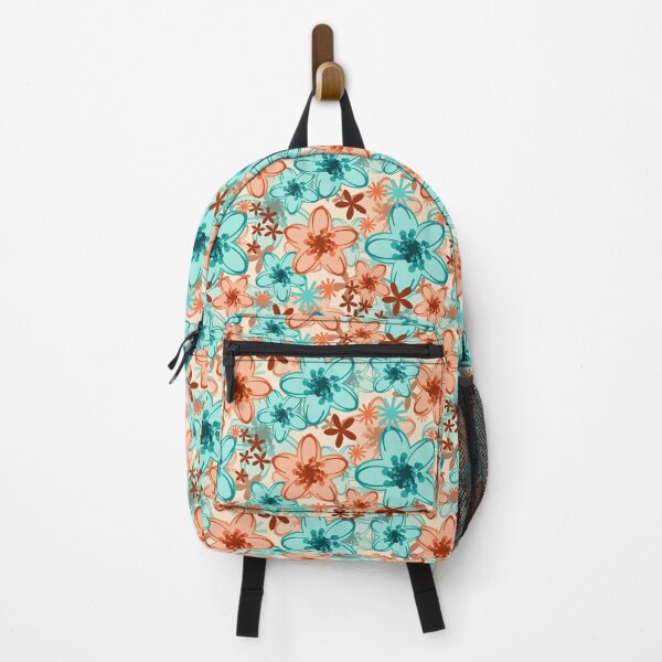 Item preview, Peach and Teal Floral Fabric Pattern Seamless Repeat designed and sold by Sharon Schwalbe.