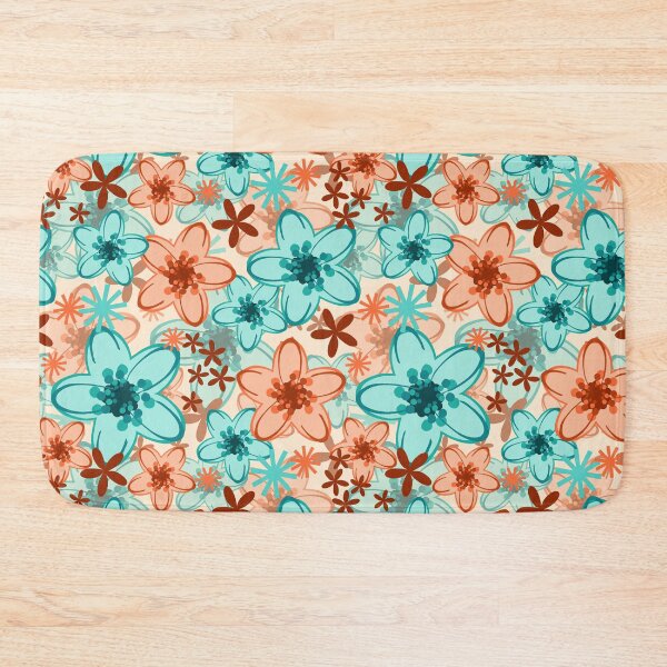 Item preview, Peach and Teal Floral Fabric Pattern Seamless Repeat designed and sold by Sharon Schwalbe.