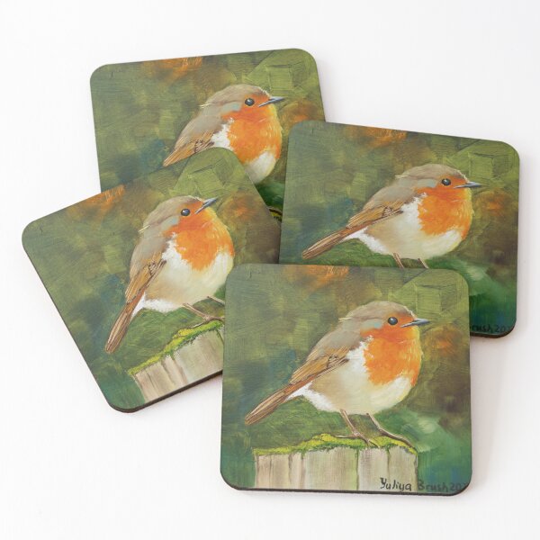 Item preview, European Robin on a Wooden Fence designed and sold by Yuliya Brush.