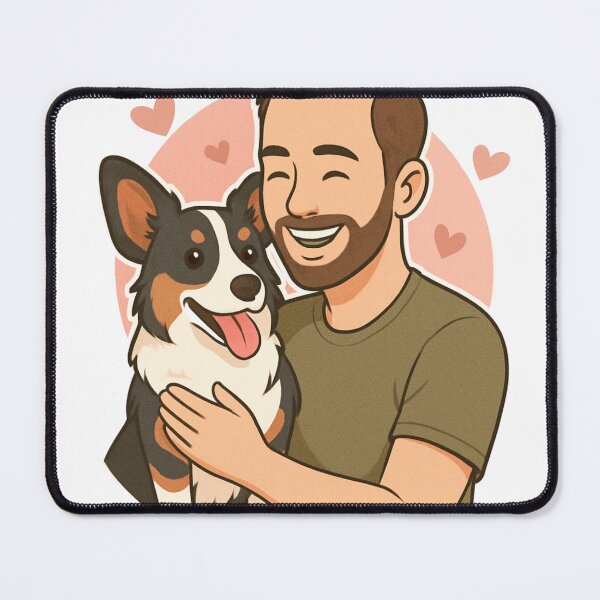 Item preview, Tail of Friendship: Man & Cardigan Welsh Corgi Cartoon designed and sold by GoodyPaws.