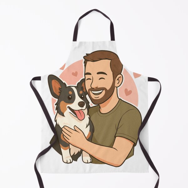 Item preview, Tail of Friendship: Man & Cardigan Welsh Corgi Cartoon designed and sold by GoodyPaws.